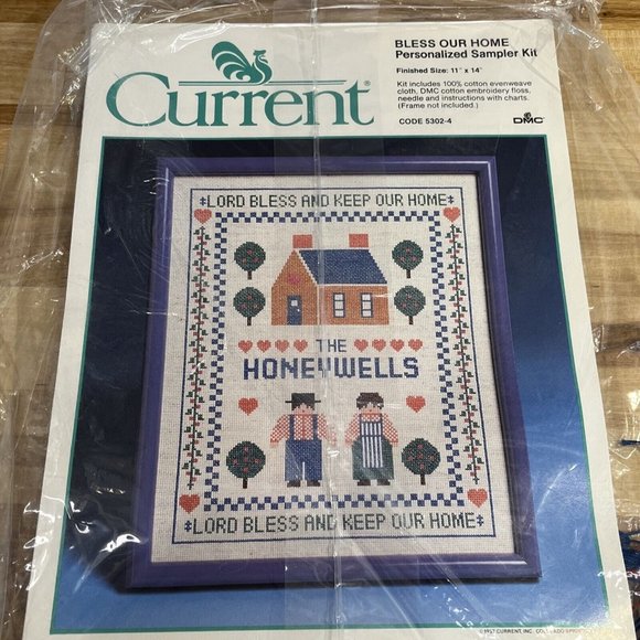 Current Cross Stitch Bless Our Home Sampler Kit 11x14 IN 5302-4 VTG 1987 - Picture 2 of 6